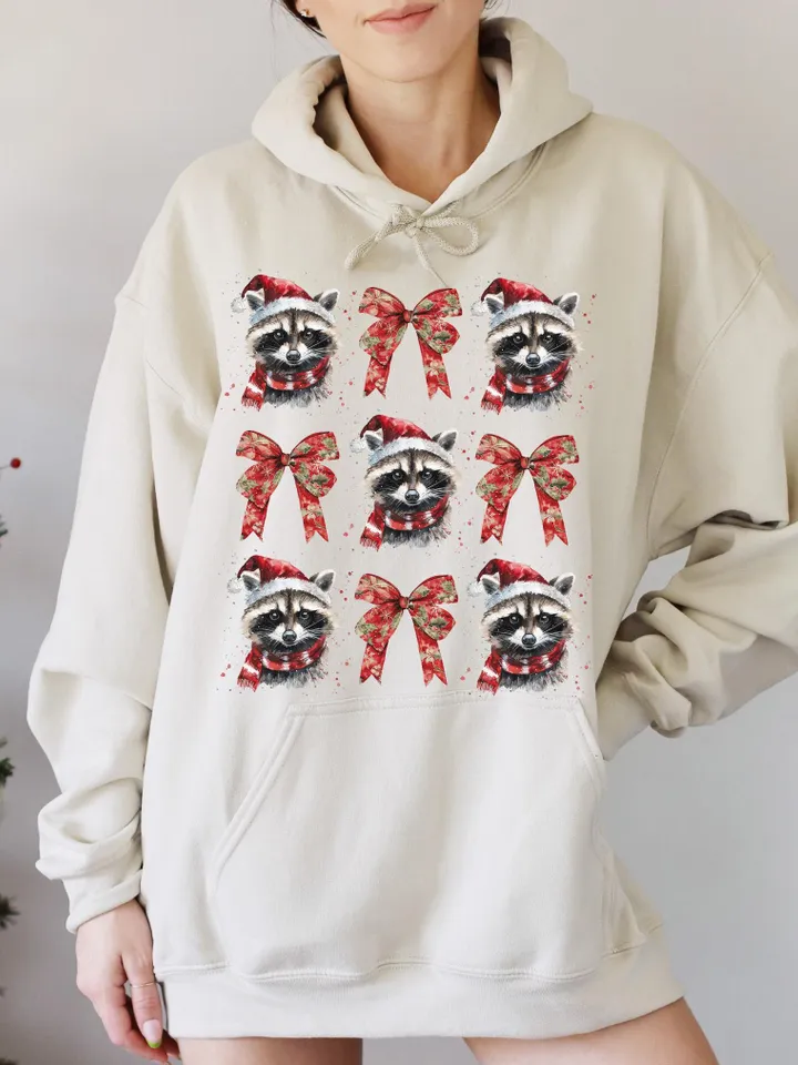 Feral Girl Christmas Png, Christmas Coquette Bow Png, Christmas Png, Feral Png, Vintage Christmas Png, Retro Christmas Png, Racoon Png
