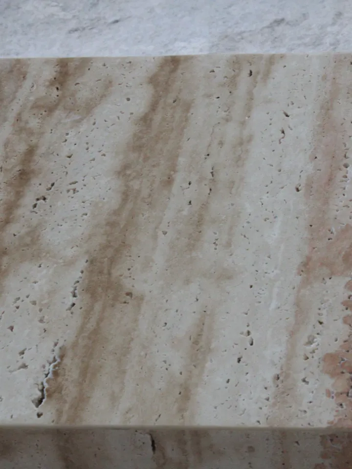 Travertine geometric cube coffee table 2 pieces, end table, side table