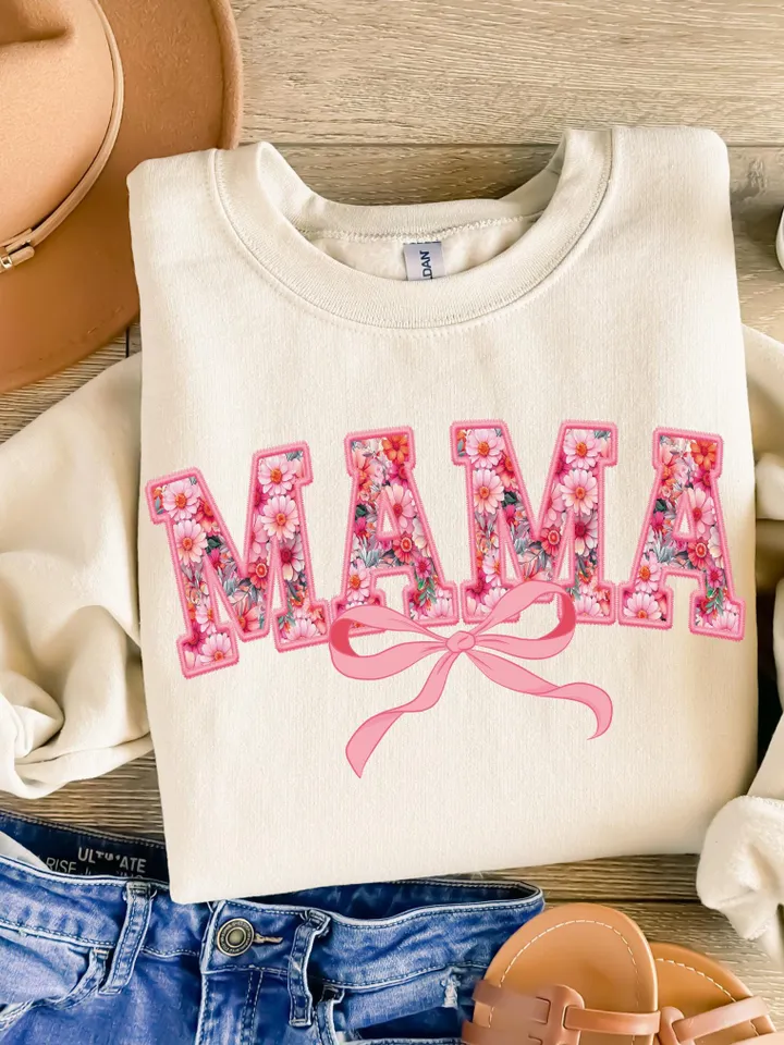 Watercolor Mama flowers png, easter png, Easter Mama png, Mama coquette bow png, retro easter png, bible verse png, christian easter png