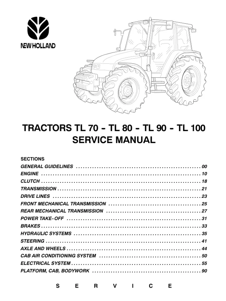 New Holland TL70, TL80, TL90, TL100 Tractor Service Manual Repair Shop