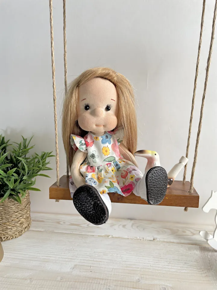 Handmade Poseable Art Doll Waldorf Inspired Collectible Heirloom Gift for Girls (20cm)