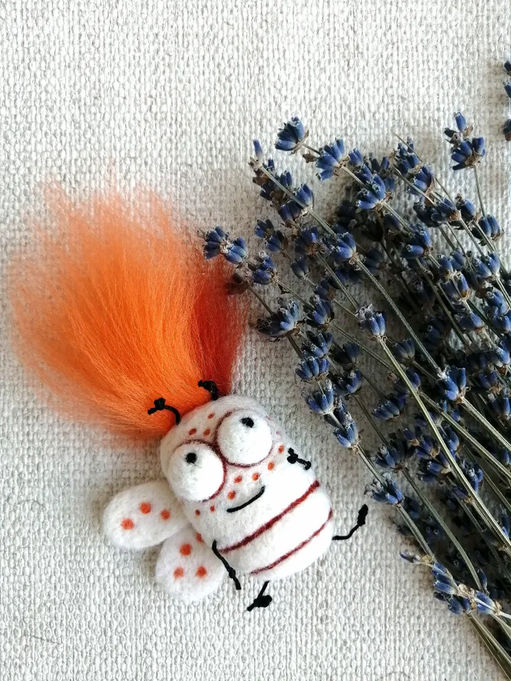 White womens brooch with Original decoration for a redhead with freckles a girl