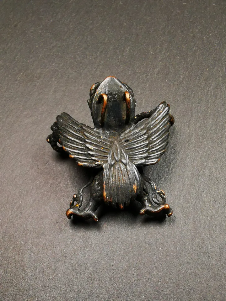 Gandhanra Antique Tibetan Buddhist Amulet Pendant,Garuda,Garula,Suparna,Golden-winged Bird,Made of Thokcha, 1.57"