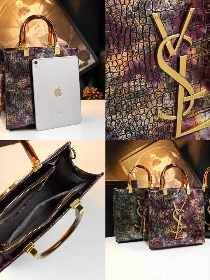 Luxury Croc-Embossed Gold Monogram Handbag – Structured Tote