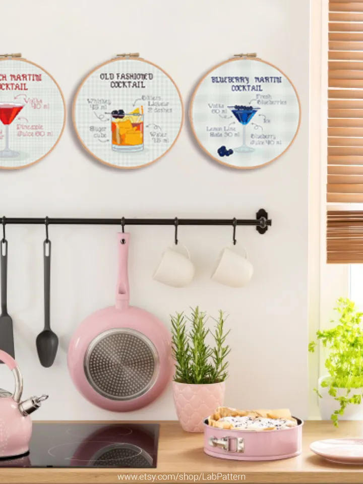 Cocktail French Martini Cross stitch pattern | Embroidery Pattern | Instant Download | Embroidery Designs