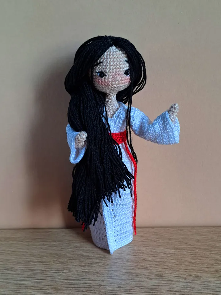 Asian crochet doll, japanese doll, handmade doll, japanese girl, unique doll