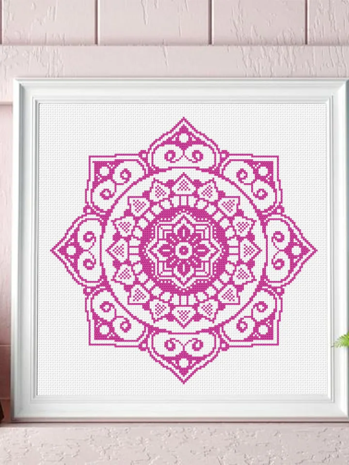 Mandala set cross stitch pattern download PDF, Floral ornament cross stitch chart, Monochrome mandala digital PDF, Embroidery beginner #S20