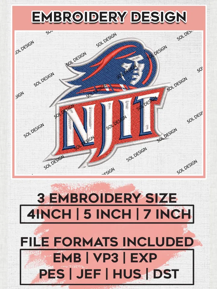 NCAA NJIT Highlanders Logo Machine Embroidery Design, NCAA NJIT Embroidery Design Design files, NCAA Team Embroidery Designs, NCAA Machine Embroidery Designs, Digital Download