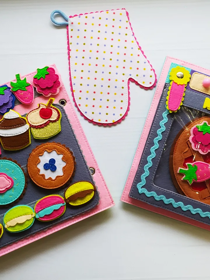 Kitchen Quiet book Pattern , Cooking Felt book pattern pdf, Soft sensory book template, Busy book sewing ideas for girl 2, 3, 4 year old