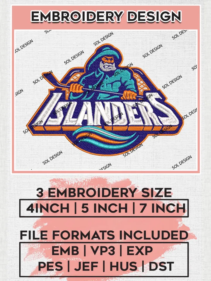 New York Islanders Team Logo Embroidery Files, NHL New York Islanders Team Embroidery Designs, NHL Embroidery Designs, NHL Machine Embroidery Designs, Digital Download