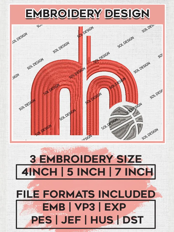 Memphis Hustle NBA Team Logo Embroidery Designs, NBA G League Team Embroidery Files, Basketball Machine Embroidery Designs, NBA Memphis Hustle Team Logo, Sport Machine Embroidery Design, Digital Download