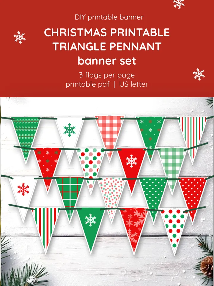Printable Christmas Pennant Banner for Families & Classrooms. Holiday Craft Activity. Printable Triangle Flags. DIY Classroom Christmas Garland. Printable Holiday Décor. Christmas classroom craft. Christmas Banner for Teachers, Kids, and Families.