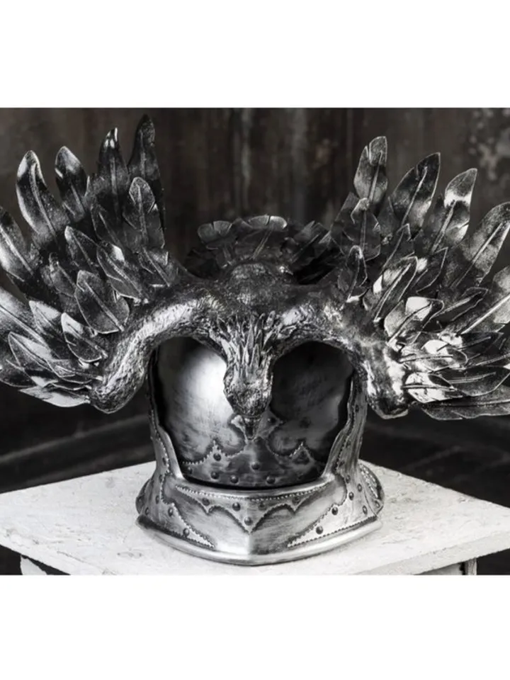 Medieval helmet - sallet - with a bird spread its wings on his forehead - Falcon