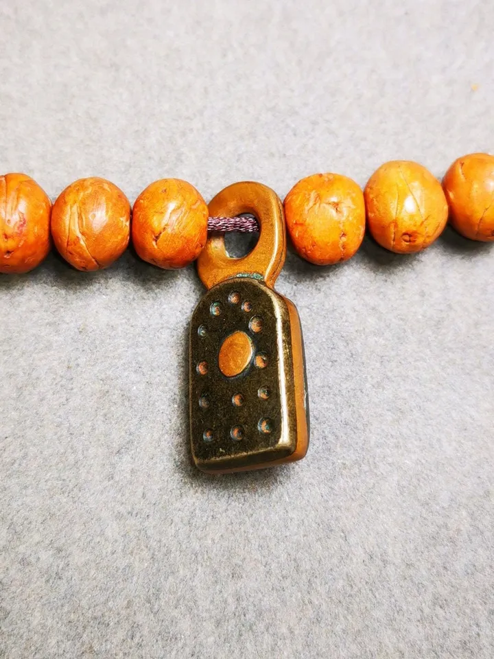 Gandhanra Vintage Tibetan Buddhist Mala Pendant,Mantra Dot Charm Amulet for Prayer Beads,Mala Accessories,1.0" × 0.44"