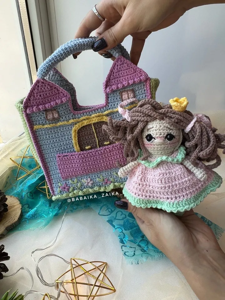 PDF Crochet Pattern Castle for a Princess, Amigurumi doll pattern, Crochet castle, Cute doll, Doll pattern, Amigurumi doll