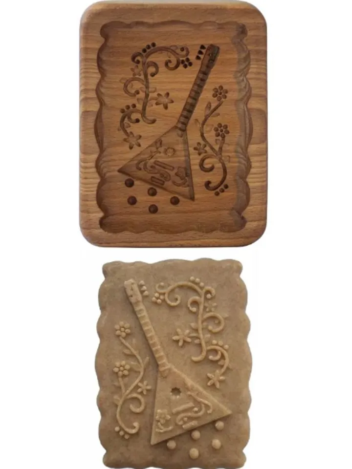 Balalaika Embossed cookie mold, cookie cutter, wooden mold, Wooden stamp stamp for gingerbread cookies springerle stamp
