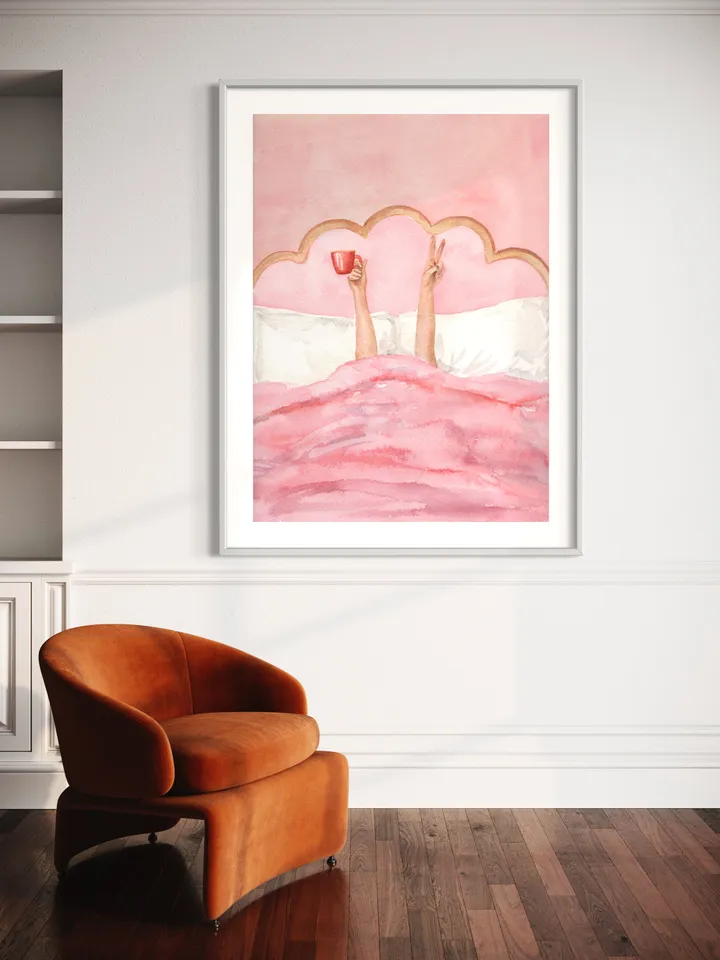 Pink Feminine Room Poster, Watercolor Painting, Girls Room Wall Art, Pink Retro Poster, Teen Prints Girl, Girly Bedroom Art, Pastel Pink Art