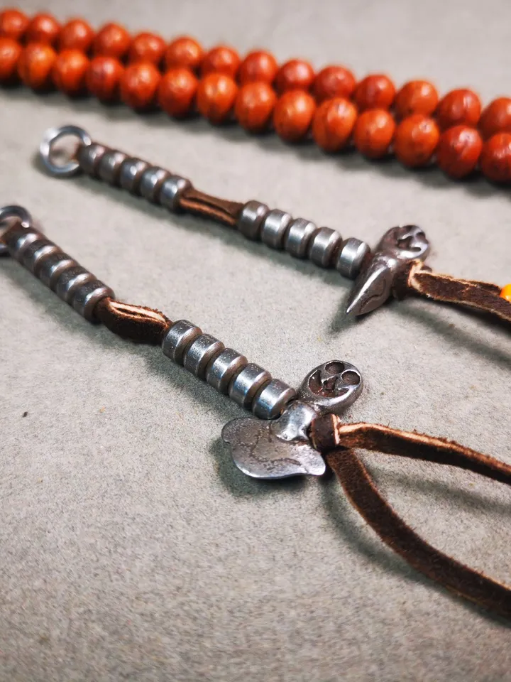 Gandhanra Handmade Tibetan Buddhist Mala Counters,Prayer Bead Counters,with Kartika and Kila Pendant,Made of Cold Iron