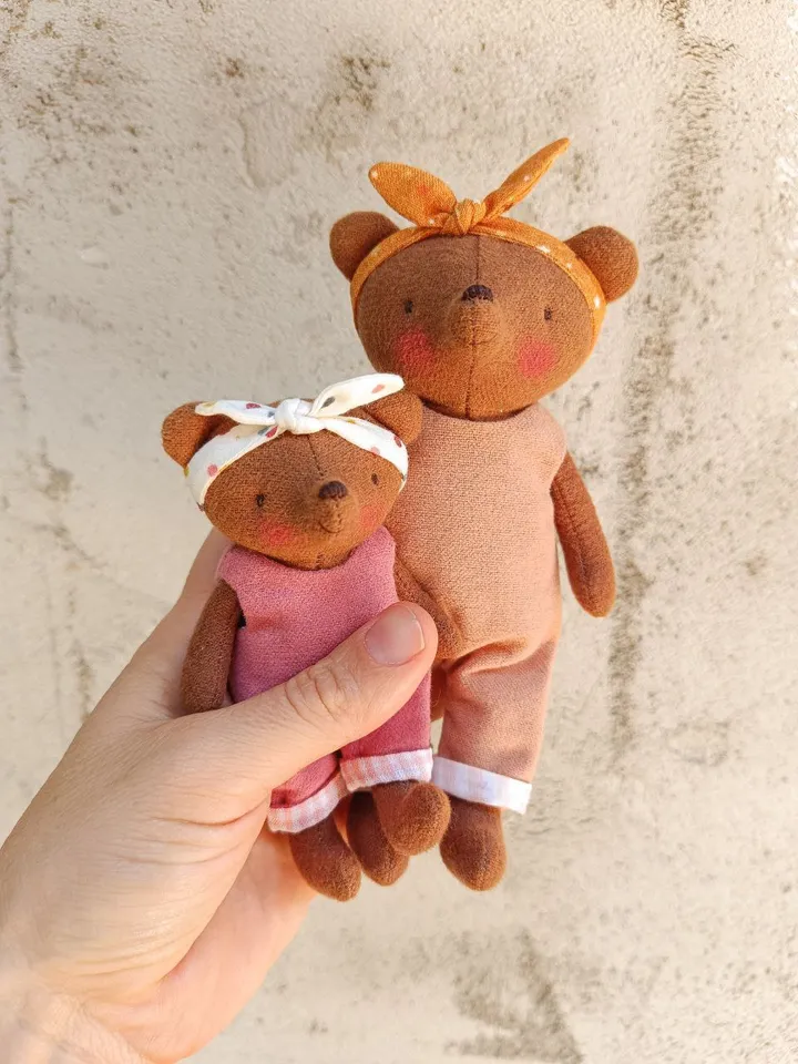 Mini Teddy Bears Sewing Pattern & Tutorial - DIY Family of Bears, Soft Mini Toys, Clothes Pattern For Bear, 6 Inches Bear, Mini Bear, Baby Bear, Pocket Teddy Bear