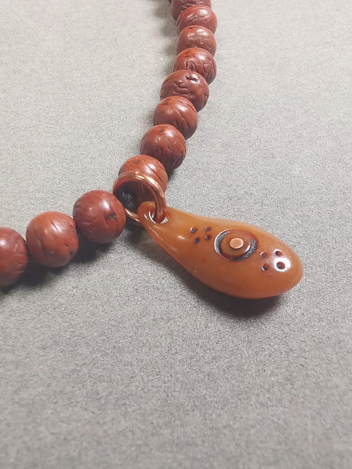 Gandhanra Tibetan Yak Bone Carved Bead Counter Pendant,Mani Jewel Amulet for Mala,Prayer Beads