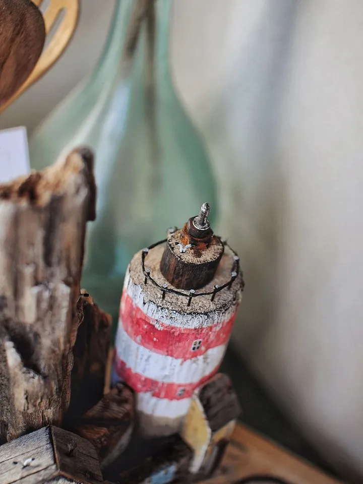 Driftwood art composition island photo holder handmade