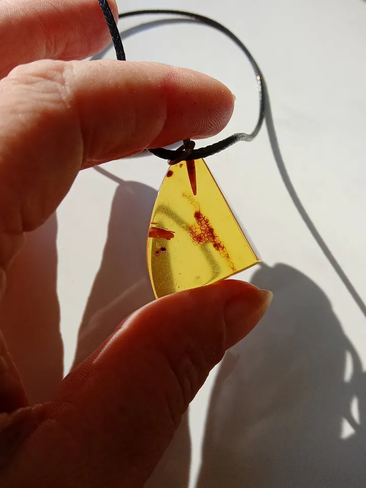 Natural Amber Amulet Pendant Necklace Yellow Gemstone Jewelry Gift for women men