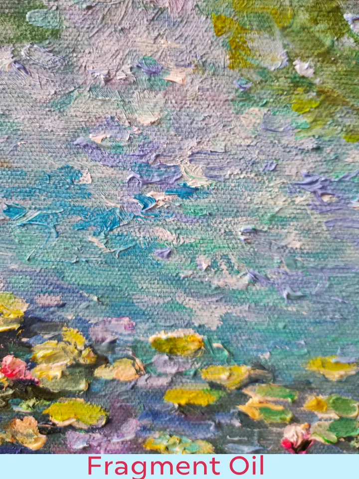 Painting "Water Lilies in a Pond" Oil Canvas on a stretcher 12 by 12 inches Flowers Painting Oil Impasto Palette Knife Artist Fedorova Natalia