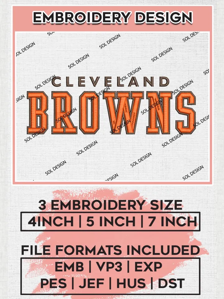 NFL Cleveland Browns Wordmark Embroidery Design Files, NFL Browns, NFL Embroidery Designs, NFL Cleveland Browns Machine Embroidery Design, Digital Download