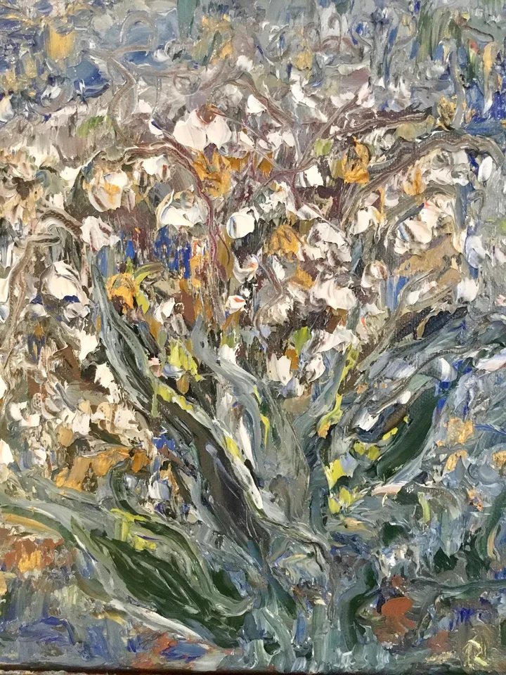 Abstract lillies of the valley,original oil impasto style painting on canvas,abstract flowers painting,unique gift,home decoration.