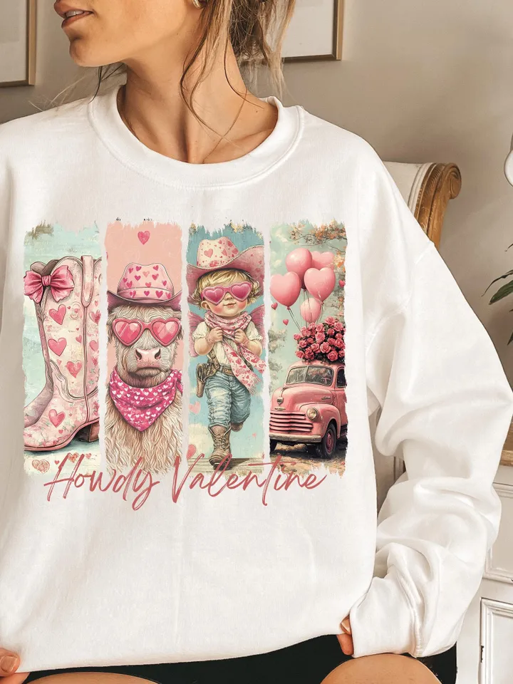 Howdy Valentine png, Highland cow png, Retro valentine png, Western Valentine png, Valentines Coquette Bow png, Pink Valentines png, Western