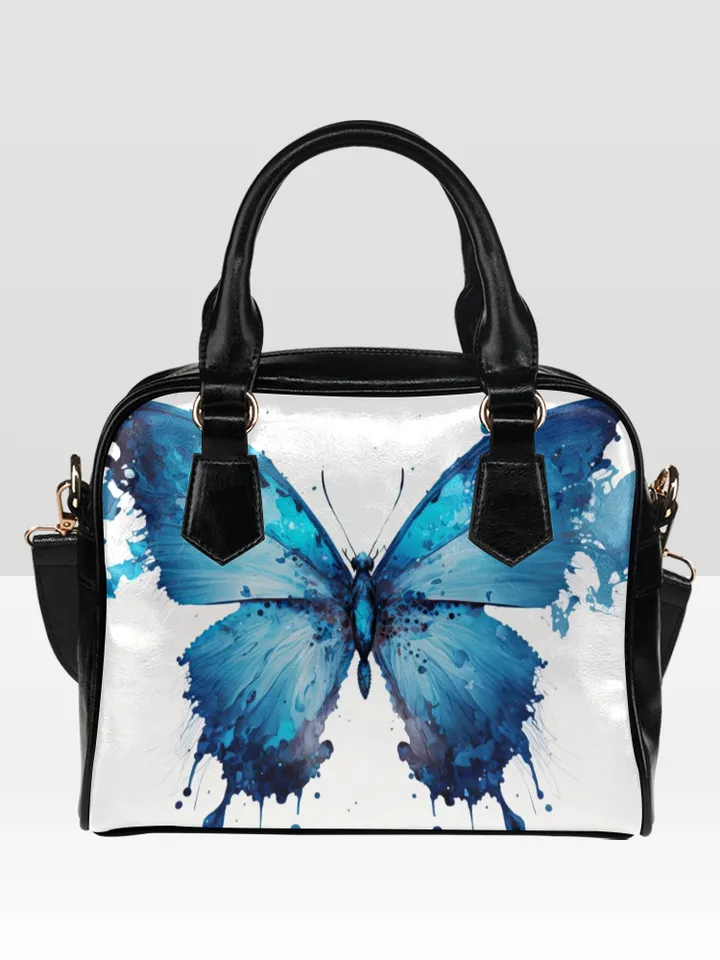 Blue Butterfly Watercolor Style Shoulder Bag