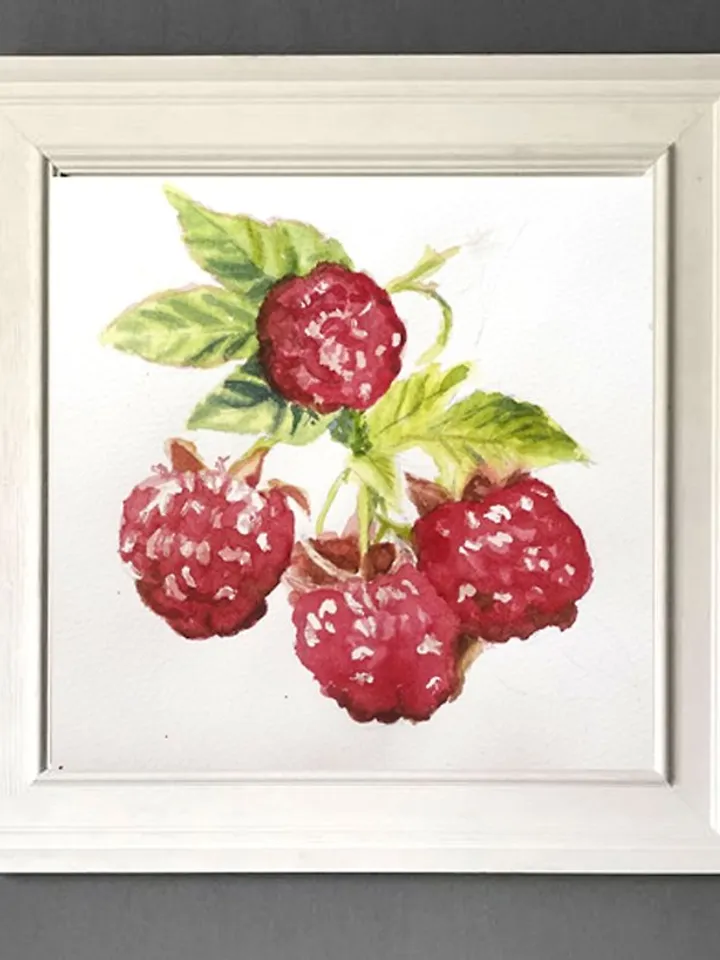 Raspberry Painting Fruit Watercolor Art Eat Artwork Kitchen Art