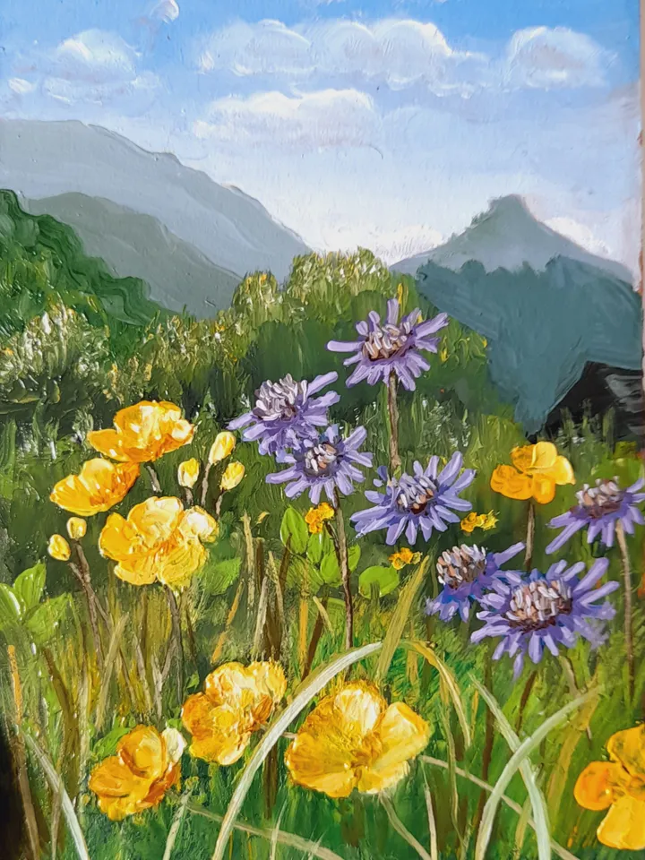 An oil painting of a Rustic landscape
