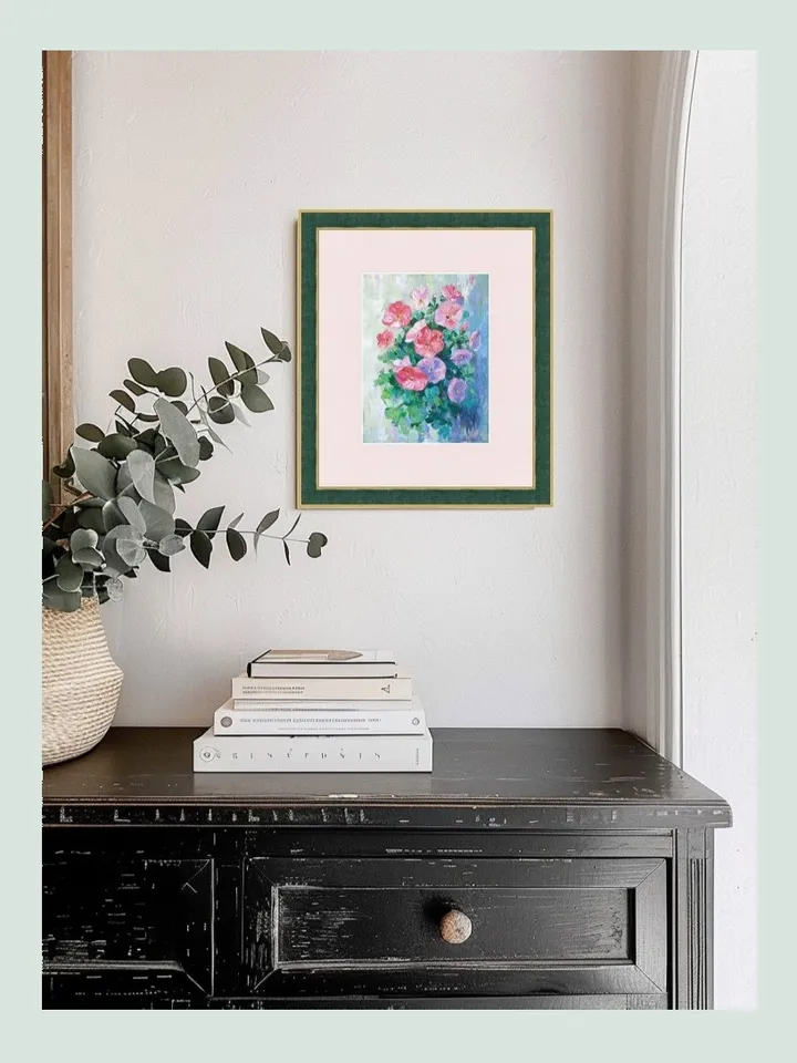 Original Oil Painting Geranium Small Artwork Abstract Flowers in Palette Knife Style Geraniums Impasto Home Decor