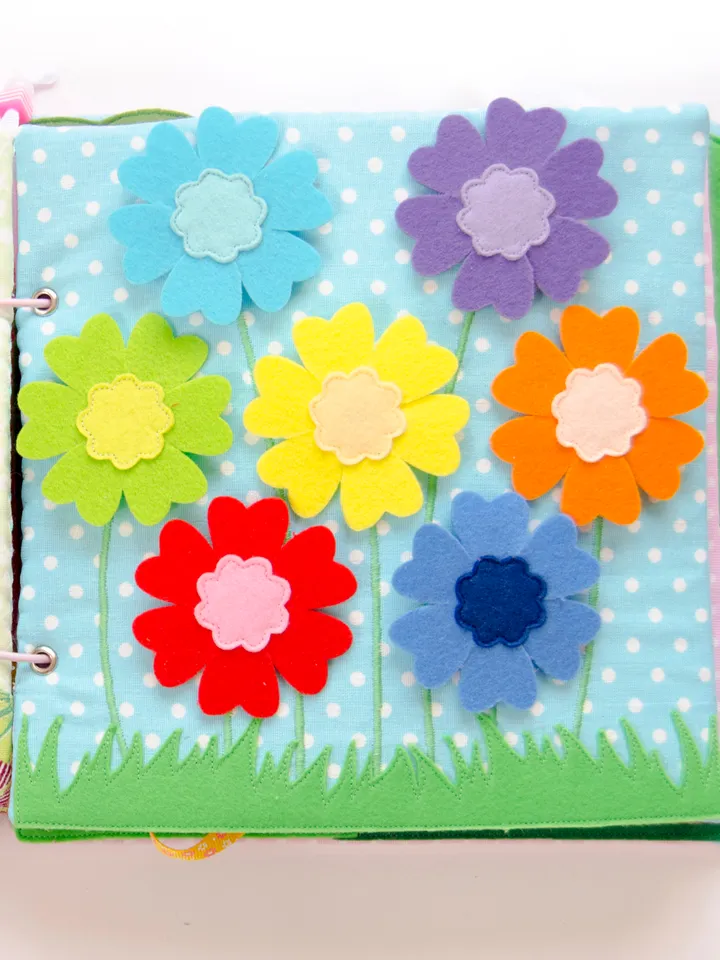 Quiet book page, Flower meadow, PDF sewing pattern, SVG files