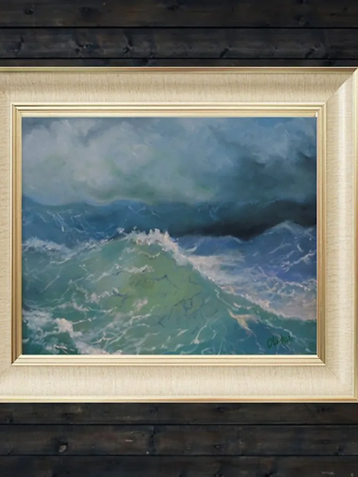 Singapore Painting Seascape Oil Original Art Keppel Bay Artwork Sea Wave Art