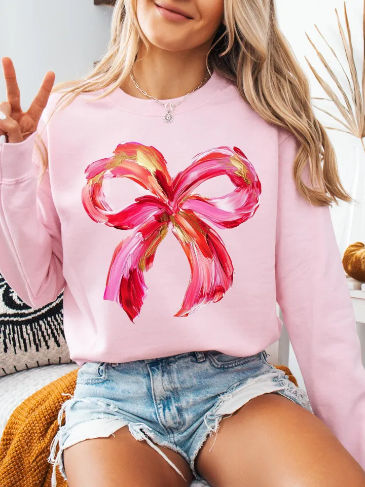 Valentines Day Coquette Bow PNG, Valentine Brushstroke Png, Valentines Day Sublimation Design, Coquette Valentine Png, Trendy V-day Png