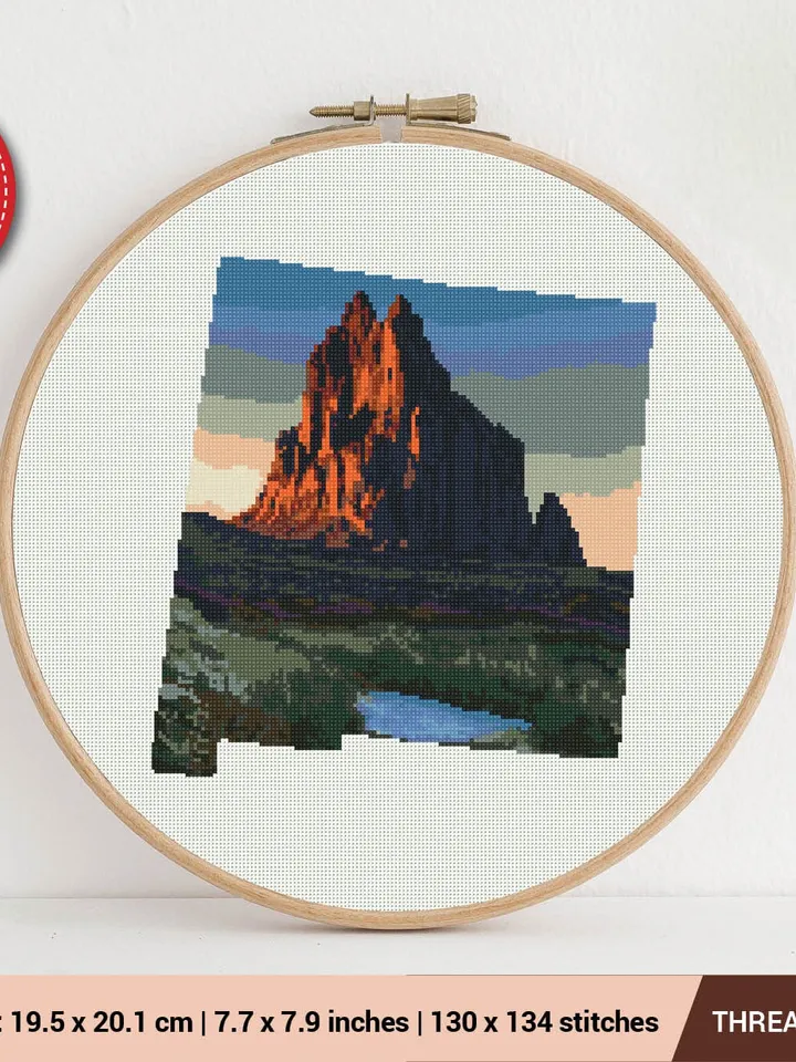 New Mexico State Rock Shiprock Silhouette Cross stitch pattern | Embroidery Pattern | Instant Download | Embroidery Designs