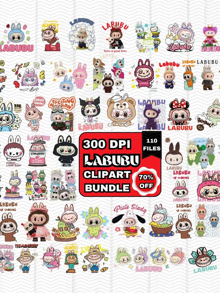 Pack of 110 Labubu PNG, Labubu Bundle Png, Labubu SVG, Labubu Sticker Png Svg, Print File, Print-and-Cut, Commercial Use, DigitalĀ Download