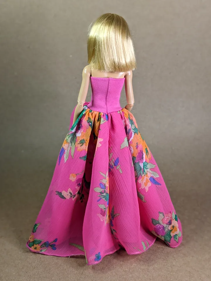 Handmade pink maxi dress for 1/6 scale fashion female dolls
