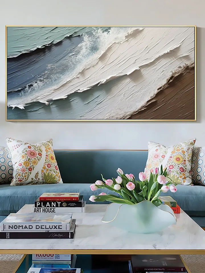Original Abstract Seascape Oil Painting On Canvas, Extra Large Wall Art, Sea Painting, Custom Painting, Texture Art, Living room Wall Decor