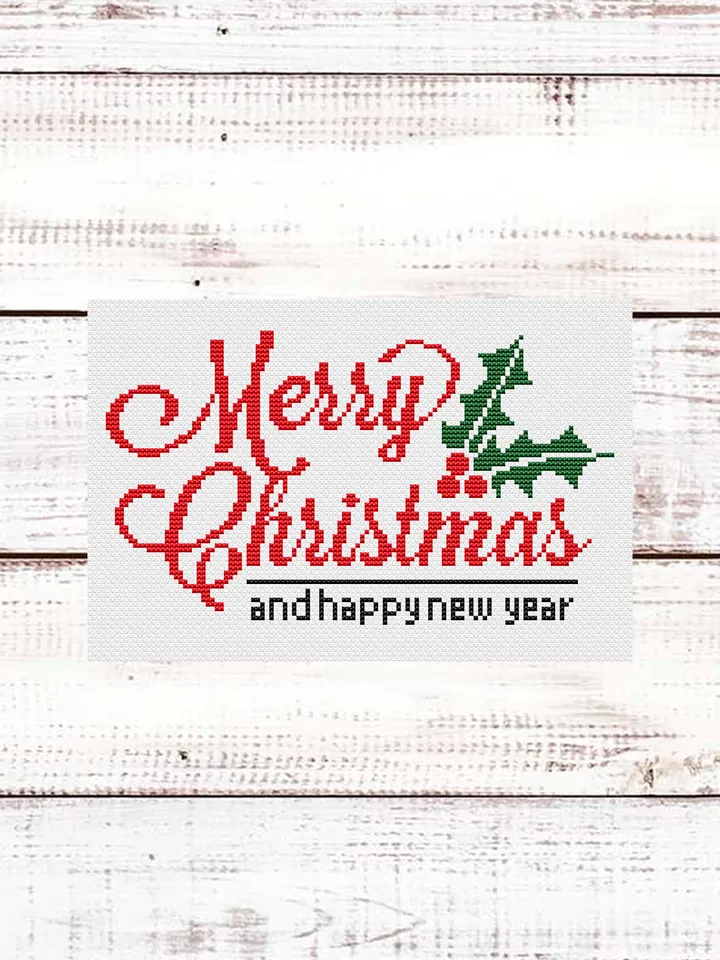 Merry Christmas cross stitch pattern, Easy cross stitch, Christmas pattern, Xmas cross stitch, modern xstitch pattern
