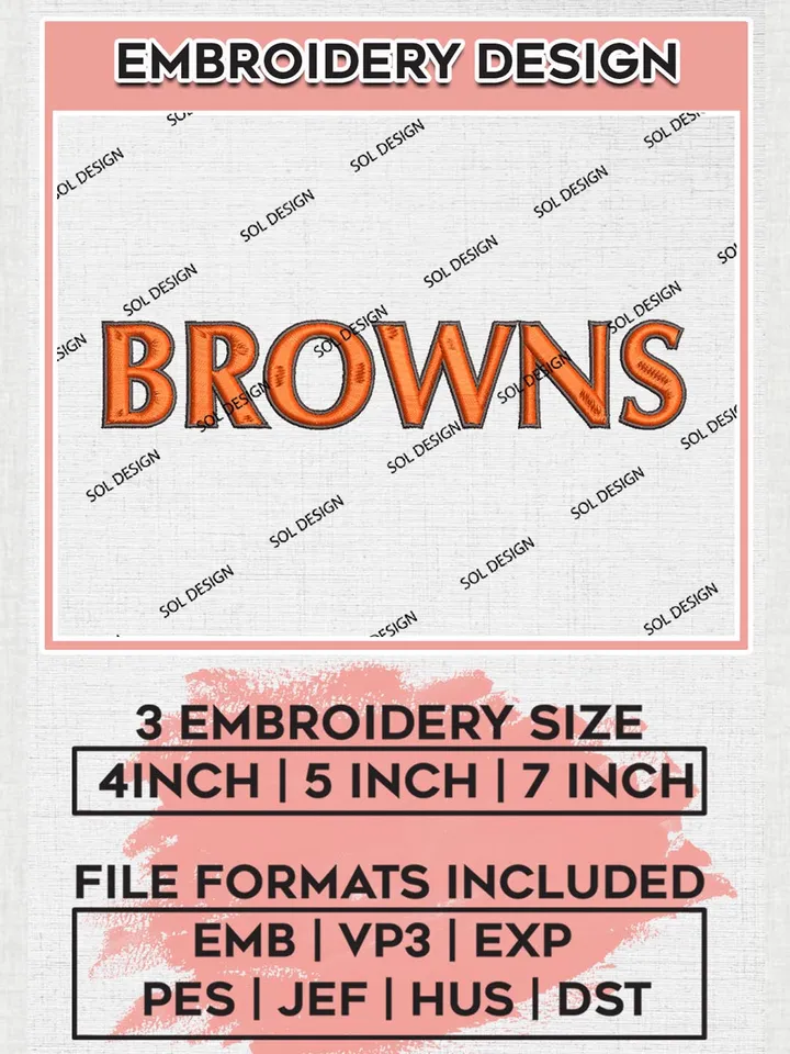 NFL Cleveland Browns Wordmark Embroidery Designs, NFL Browns, NFL Embroidery Designs, NFL Cleveland Browns Machine Embroidery Design, Digital Download