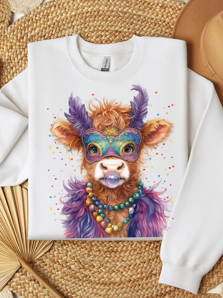 Retro Mardi Gras PNG, Highland Cow Png, Fleur De Lis Png, Mardi Gras Png, Mardi Gras Coquette Png, King Cake Png, Louisiana Crawfish Png