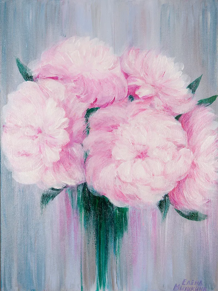 Digital Product Painting with peonies, Painting with flowers, Peonies painting, Flowers painting.
