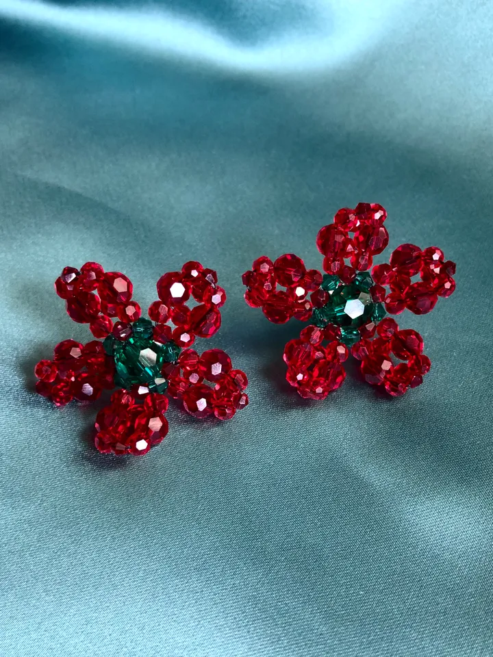 Crystal Flower Earrings Handmade