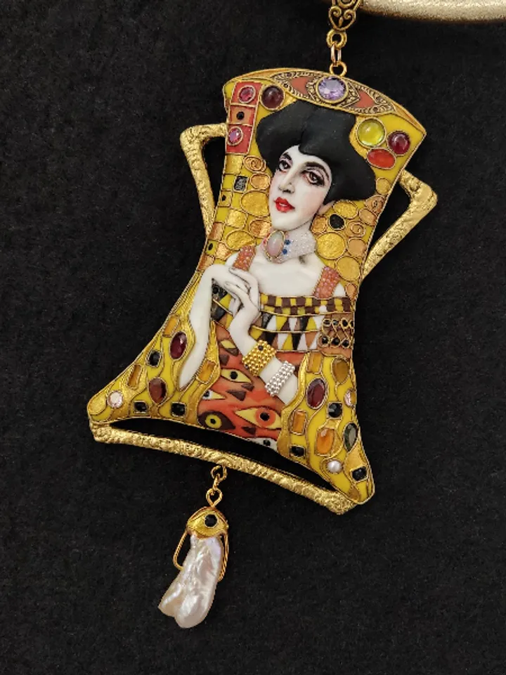 Necklace Adel Klimt, Gold Adele, Lady in gold, Art Nouveau necklace, unusual necklace, gold necklace