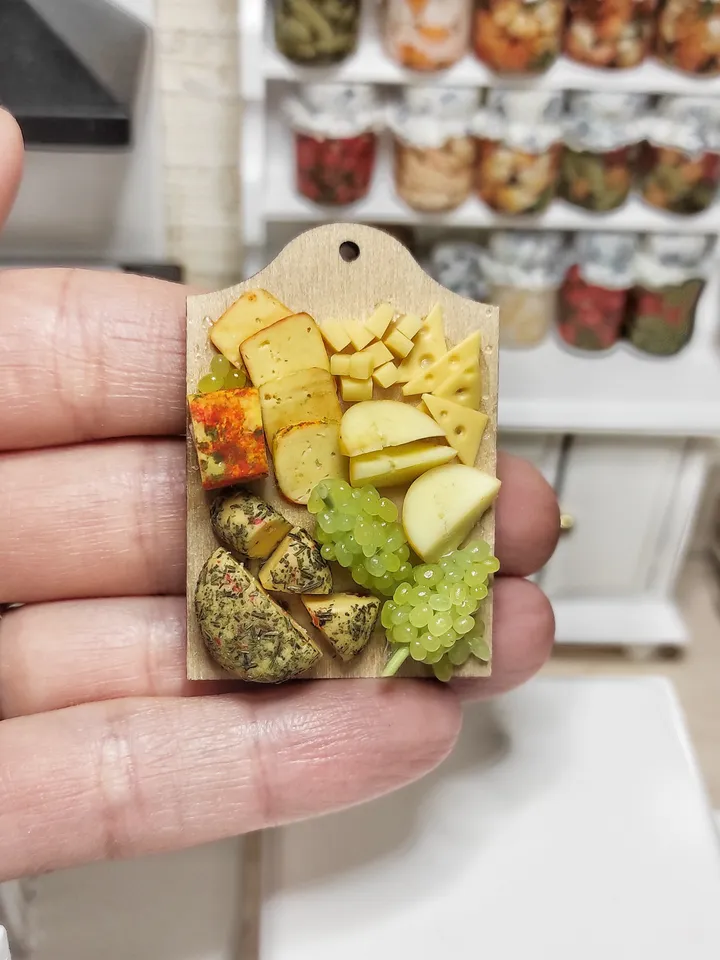 Cheese board, Cheese assortment, realistic cheese, polymer clay, Cheese for doll, miniature, mini food, food for dolls