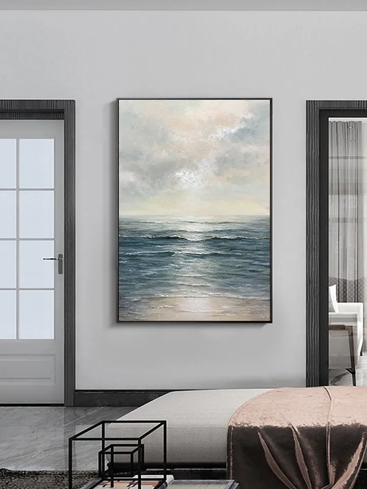 Abstract painting, Abstract art, Beach decoration, Home decoration, Large oil painting, Ocean art, Canvas painting, Mural, Bedroom mural