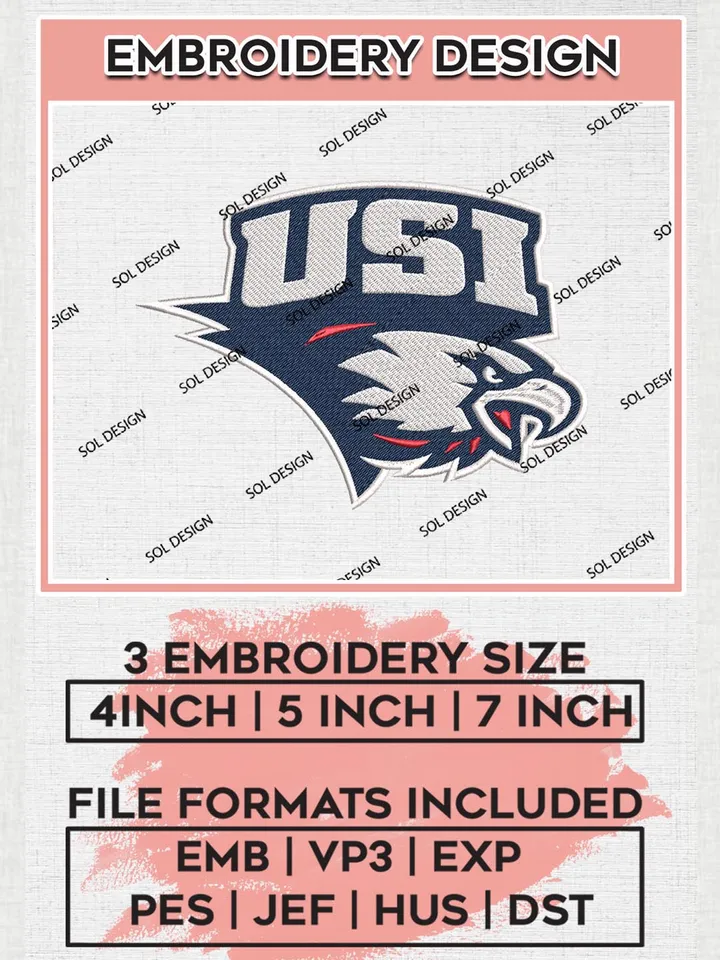 NCAA USI Screaming Eagles Team Logo Machine Embroidery Design, NCAA Southern Indiana Screaming Eagles Team Design Design files, NCAA Team Embroidery Designs, NCAA Machine Embroidery Designs, Digital Download